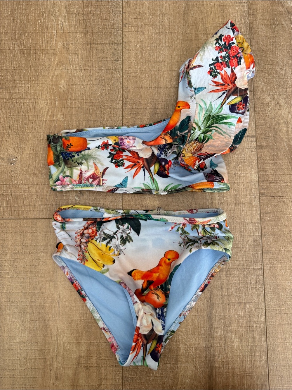 Molo Tropical Parrot Girls Two-Piece Swim Set - Blue